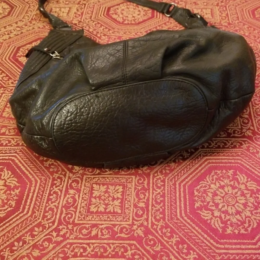 Andrew Marc genuine leather hobo bag, black